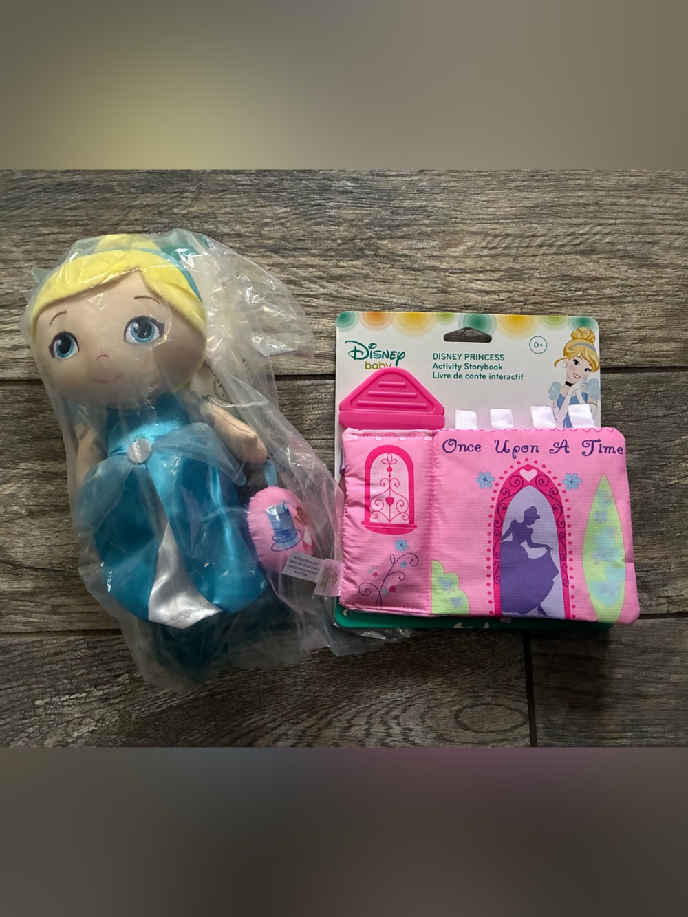 Disney Baby Cinderella Activity Plush Doll & Activity Storybook Bundle NEW